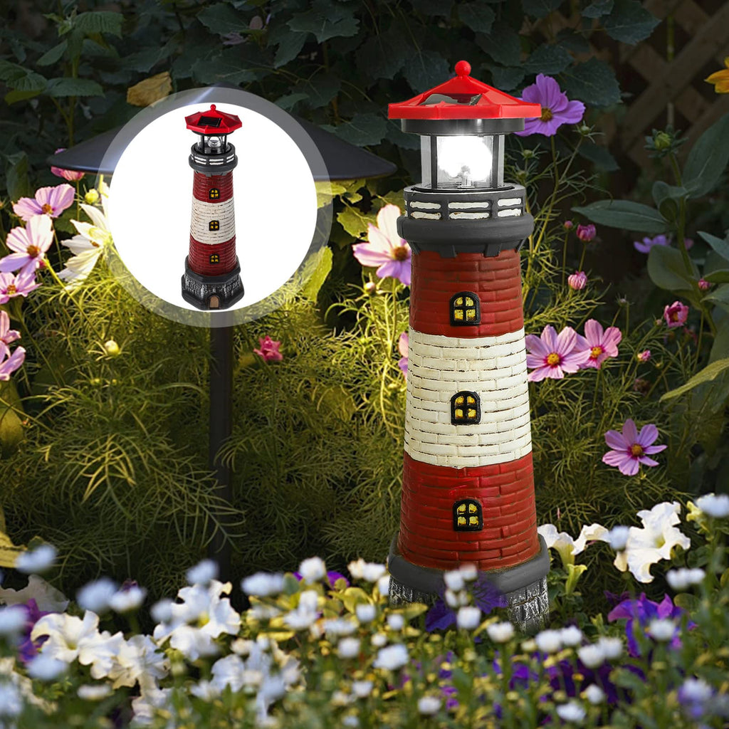 Solar Lighthouse Statue with Solar Light Waterproof Outdoor Decor O902