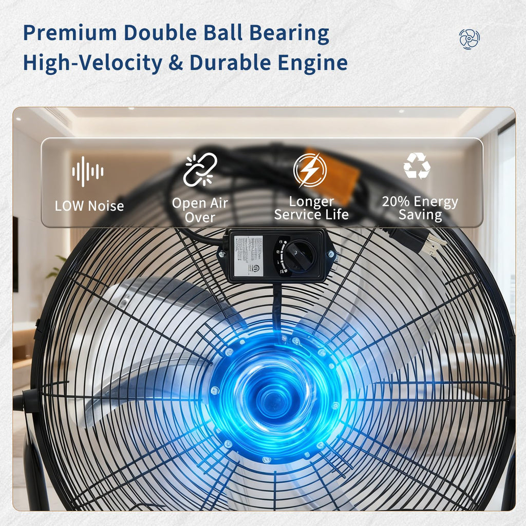 20 Inch High Velocity 3 Speeds Portable Floor Fan J6480