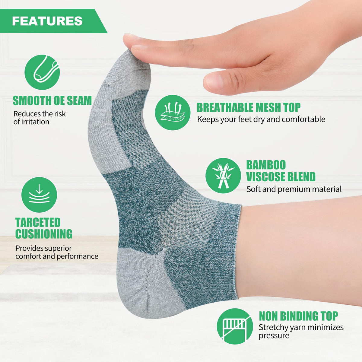 Diabetic Ankle & Low Cut Socks, 6 Pairs R9539