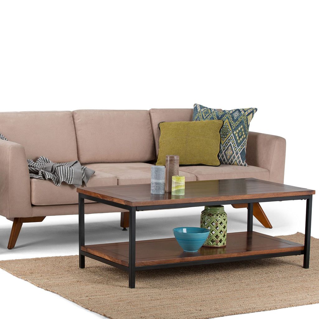 48 inch Dark Cognac Brown Mango Wood Coffee Table C2710