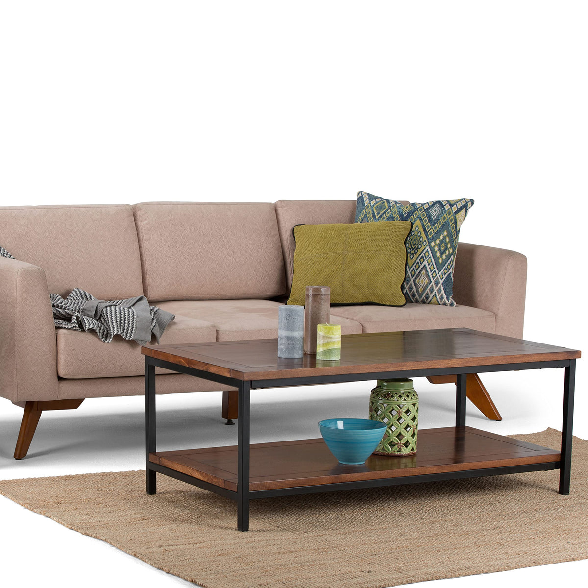 48 inch Dark Cognac Brown Mango Wood Coffee Table C2710