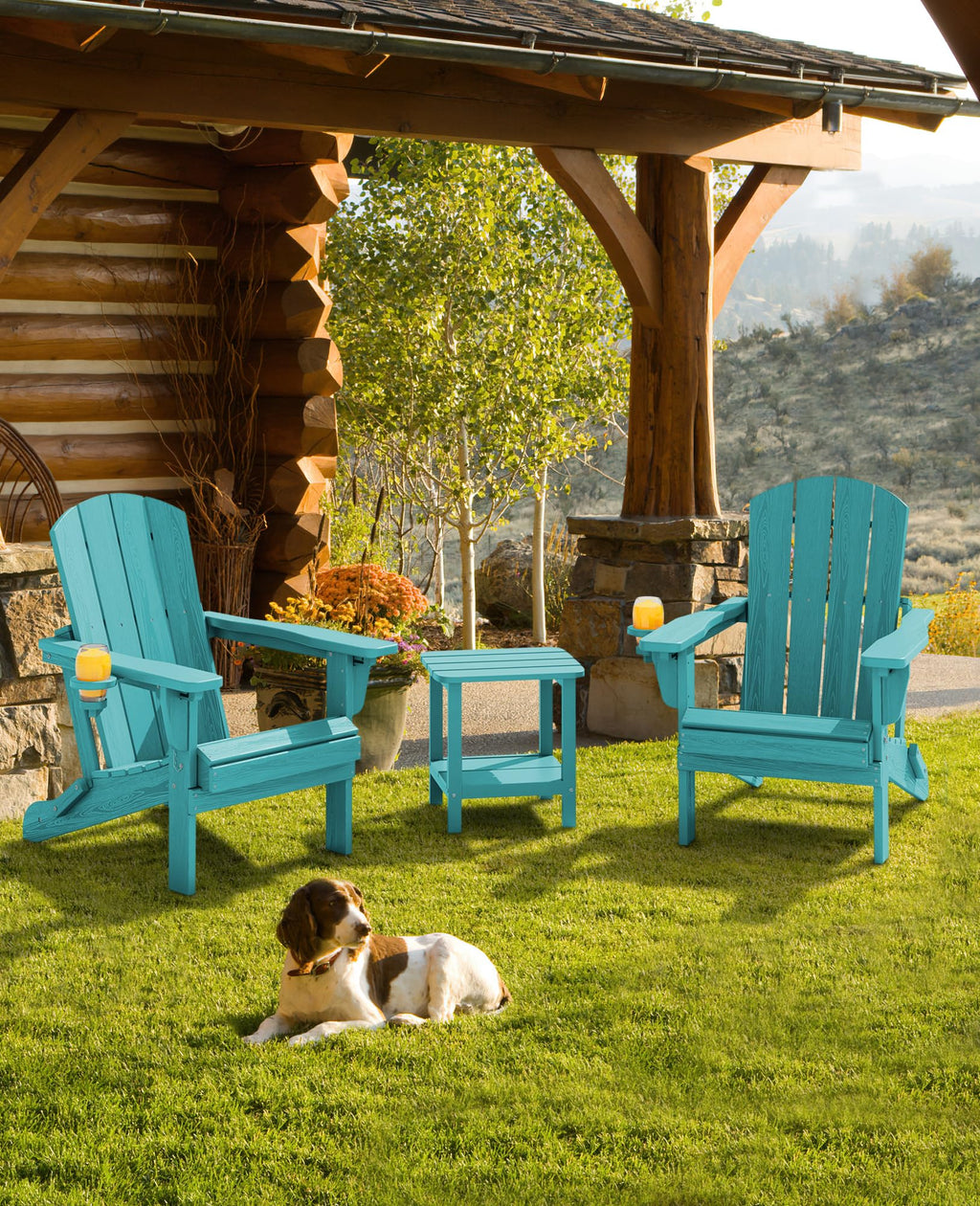 Folding Adjustable Adirondack Chair with Cup Holder W346