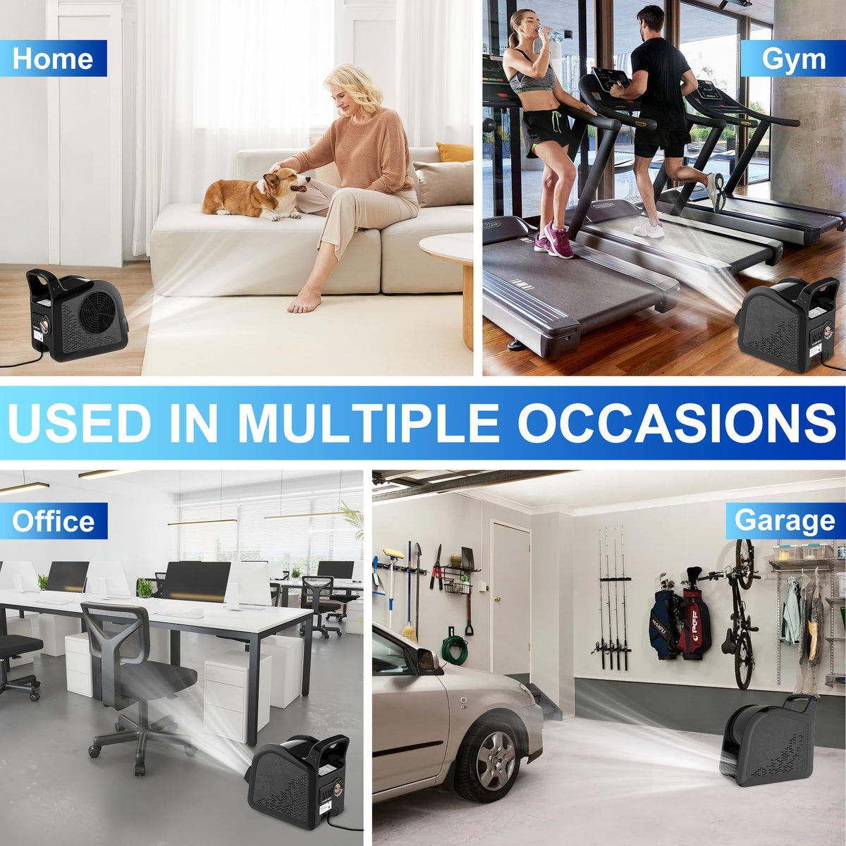 Portable High Velocity Floor Fan with 3 Speeds, Black V11838