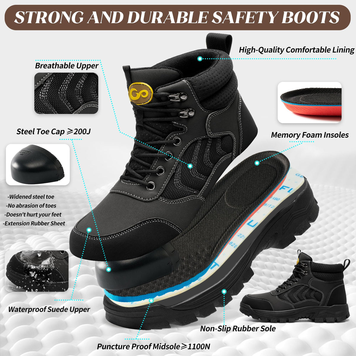 Steel Toe Waterproof Work Boots I24984