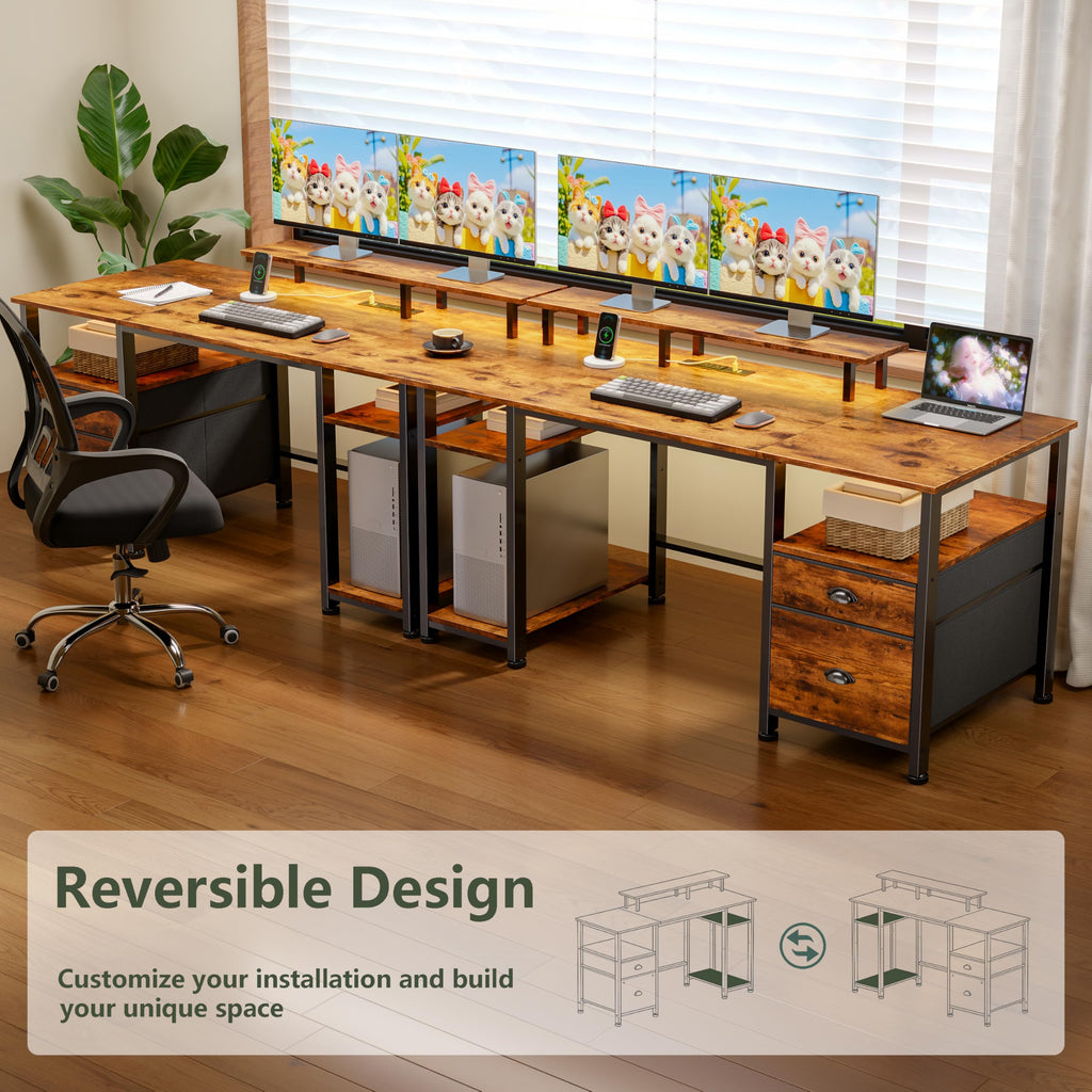 51" Computer Desk with Outlets & LED, Brown U486