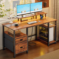 51" Computer Desk with Outlets & LED, Brown U486