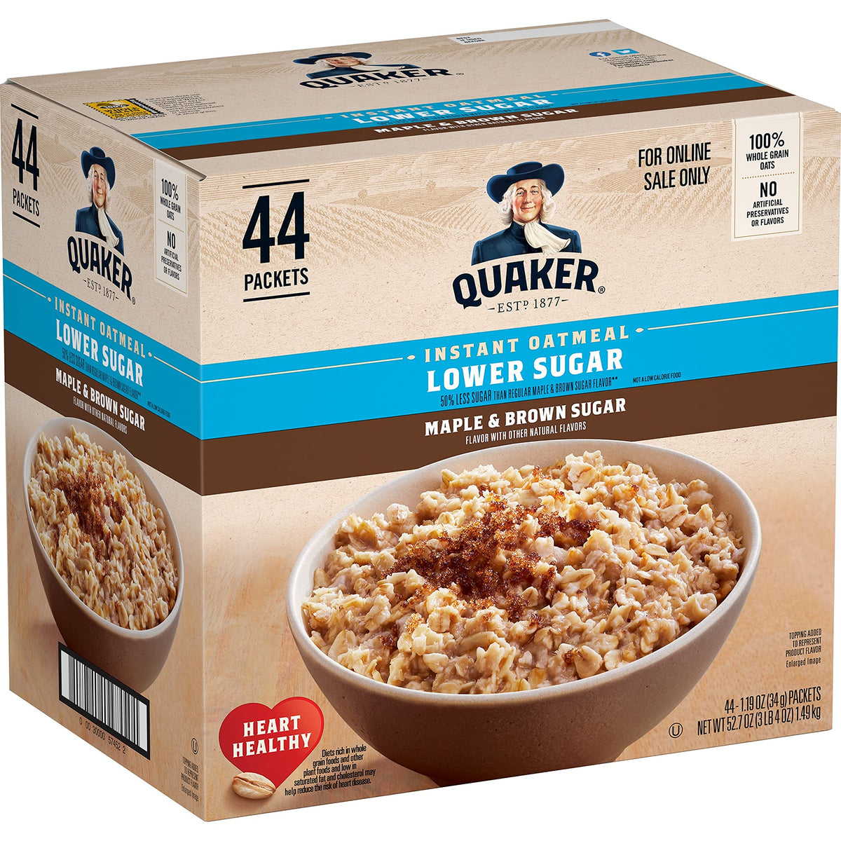 Instant Oatmeal Maple & Brown Sugar 1.19 Oz Pack of 44 H9587