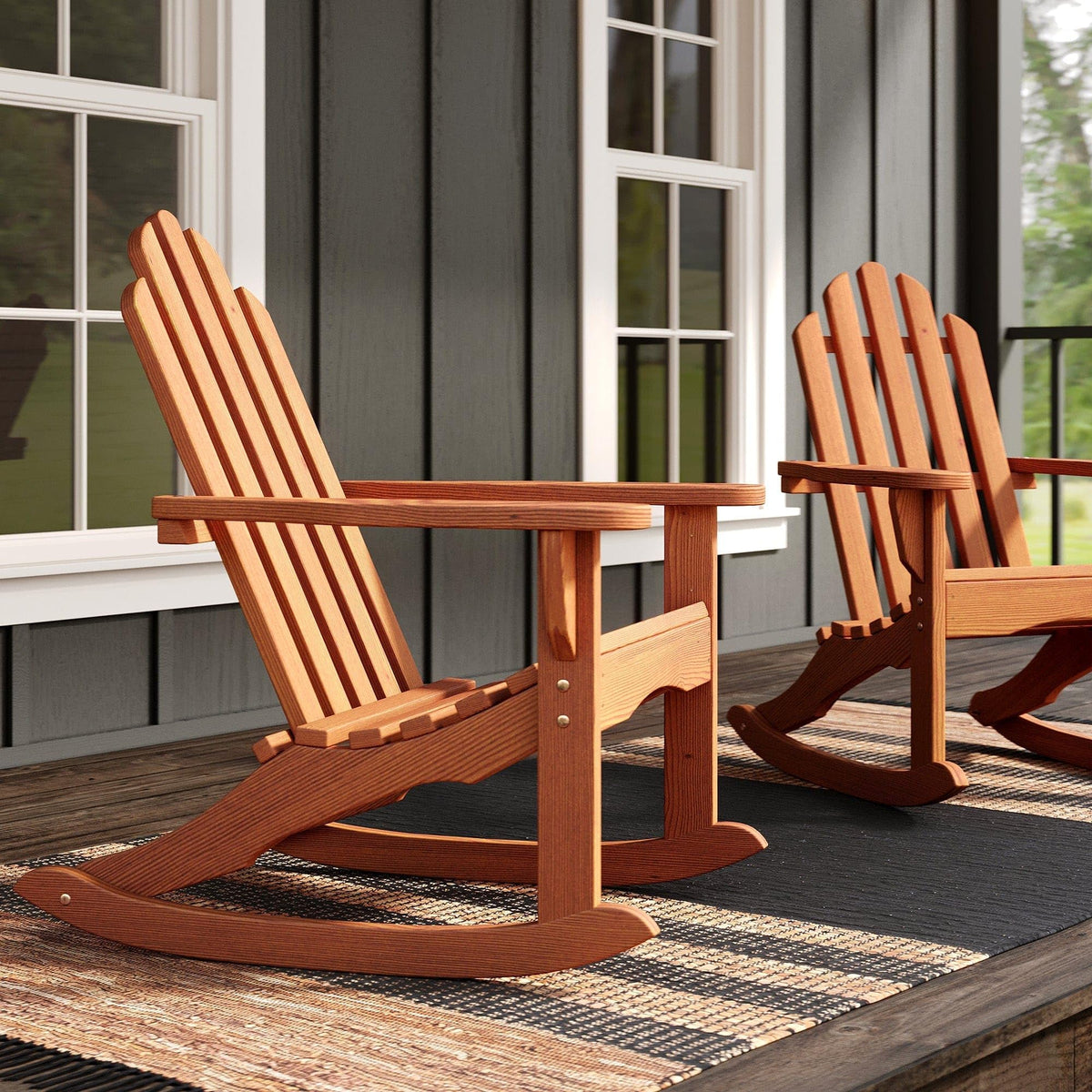 Unfinished Treated Pine Wood Outdoor Rocking Chair H69825