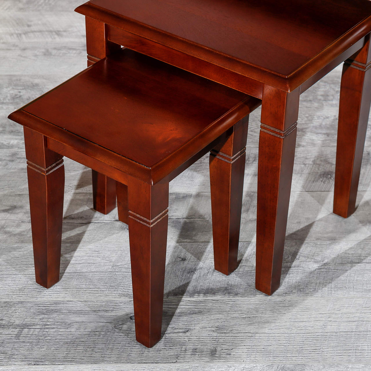 Wooden Nesting Tables Set of 3 Cherry Finish R418
